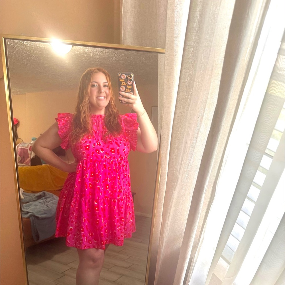 Red and pink cheetah print dress